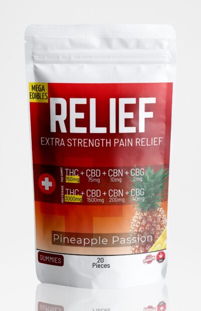 Relief Gummies THC CBD CBN CBG – Pineapple - Extra Strength – (20 Pack)