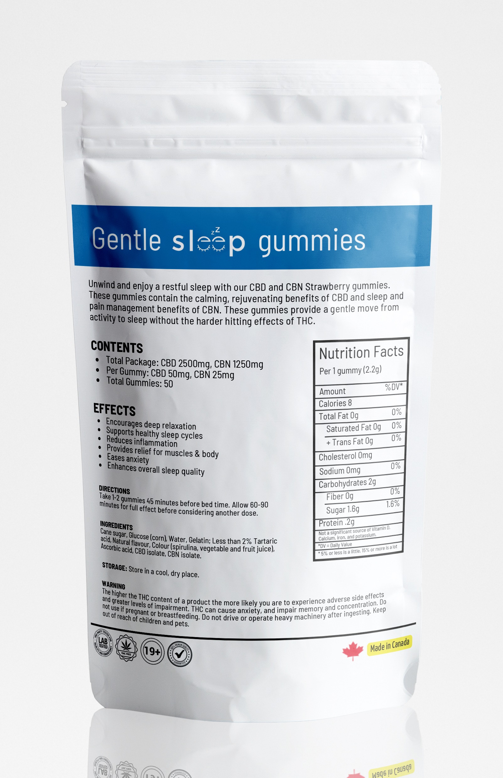 Sleep Gummies CBD & CBN – Strawberry – (50 Pack) - back