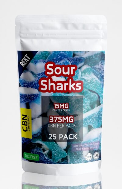 REKT Sour Sharks Gummies 375mg CBN (25 x 15mg CBN)