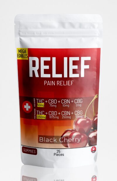 Relief Gummies THC CBD CBN CBG (Medium Strength) Black Cherry – (25 Pack)
