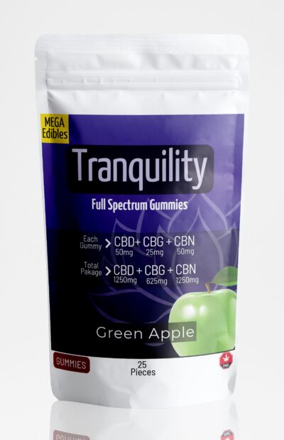 Tranquility CBD CBN CBG – Green Apple – (25 pack)